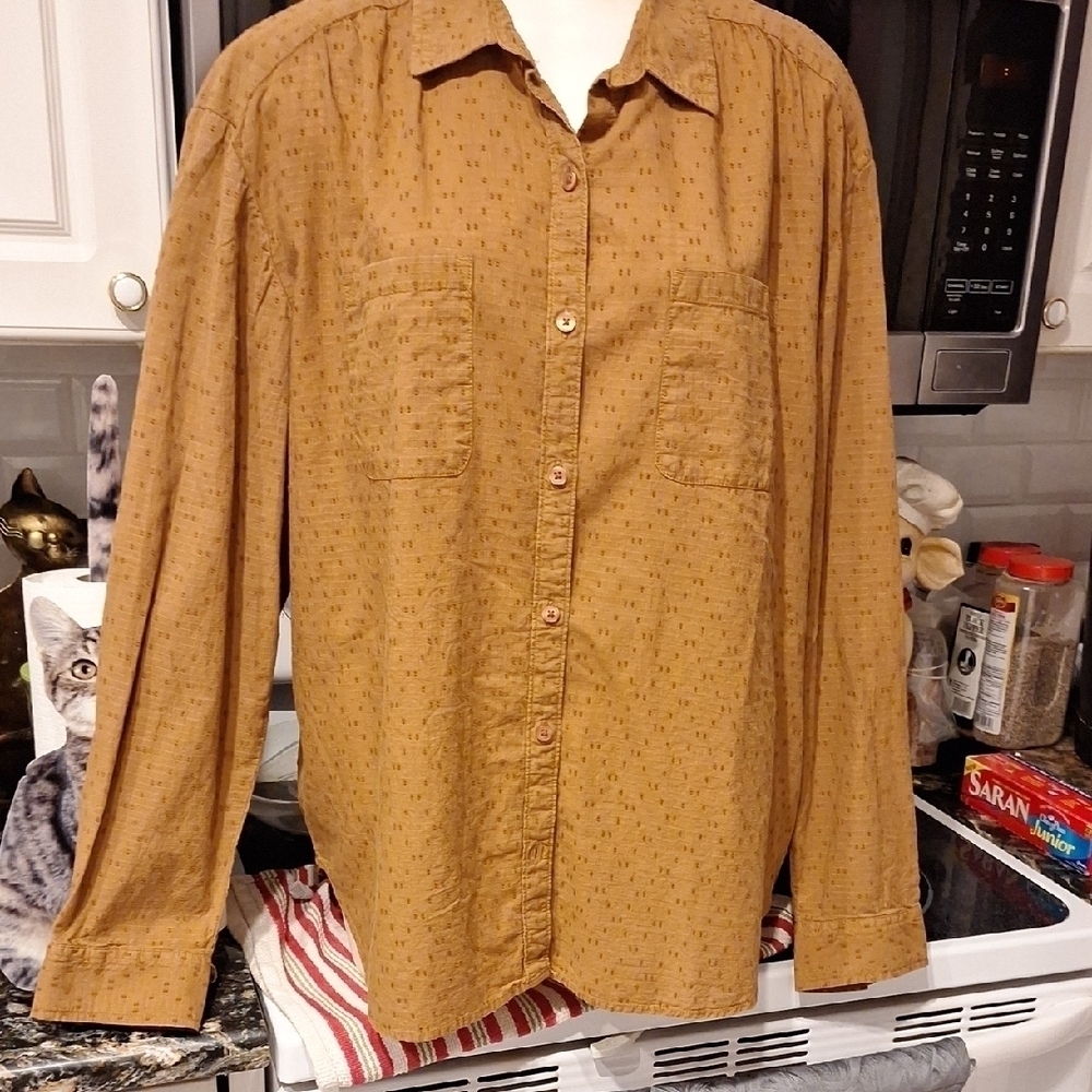 e Wonderlt Brown Long Sleeve Button Down Shirt XXL. NWT
